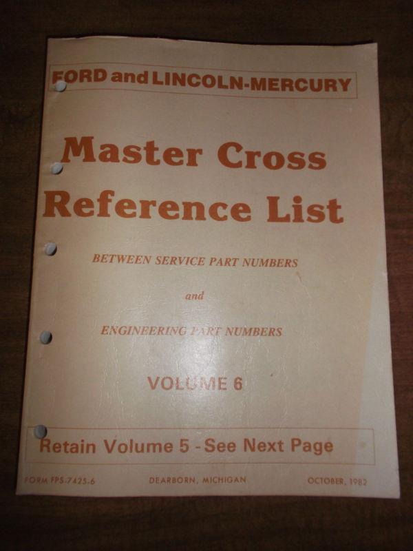 Ford lincoln mercury master cross reference parts list catalog manual 1980-1982