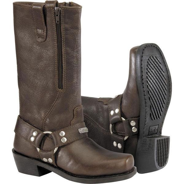 Brown 8.5 river road square toe zipper women's harness boot