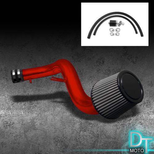 Stainless washable cone filter + cold air intake 01-03 acura tl cl type-s v6 red