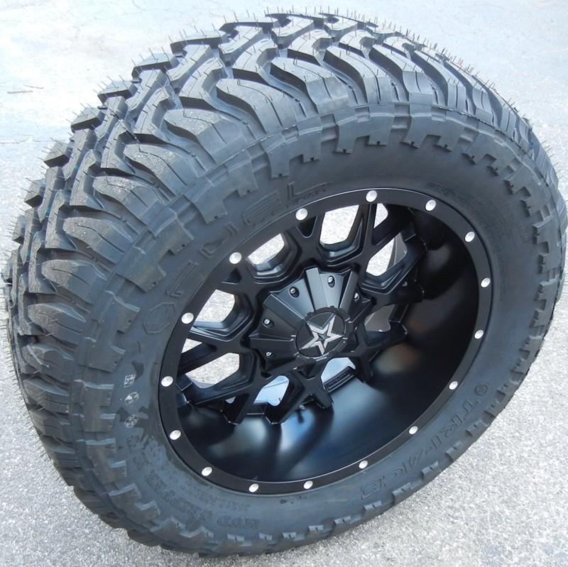 20" black dropstars 645 wheels 35" fuel mud m/t tires ford f-250 f-350 excursion