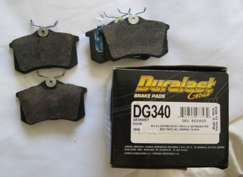 Rear brake pads - duralast gold dg340 - 1 set-fits select vw, audi, peugeot-new 