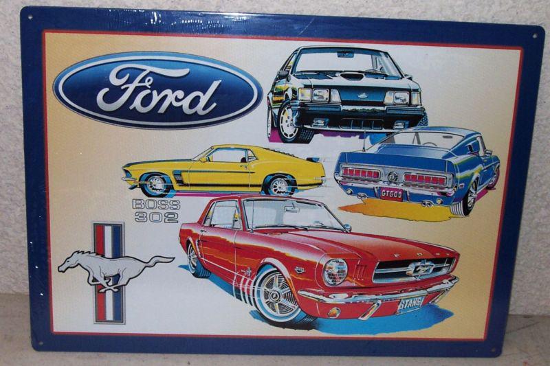 Ford mustang collage boss 302 tin sign pony gt 500
