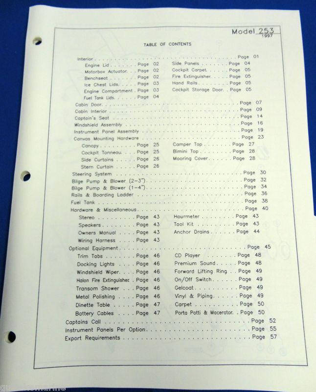 Vintage coablt 253  boat parts book diagrams & part numbers for 1997