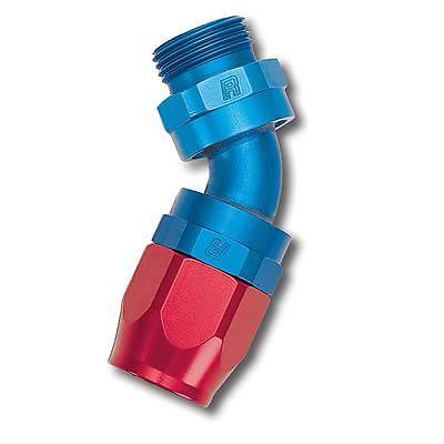 Russell 612240 hose end full flow 45 deg -10 an hose to male 3/4"-16 red/blue ea
