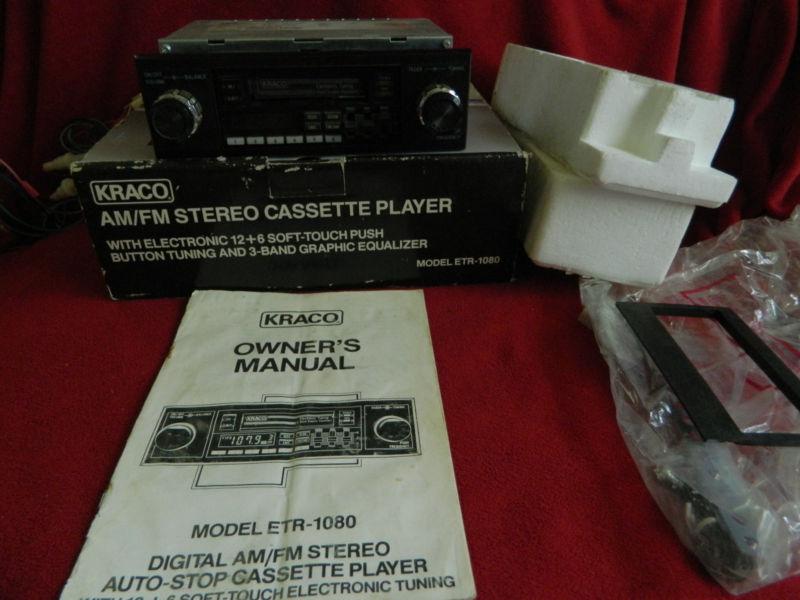 Vintage kraco am/fm shaft car stereo cassette shaft w/eq  etr-1080 w/box papers!