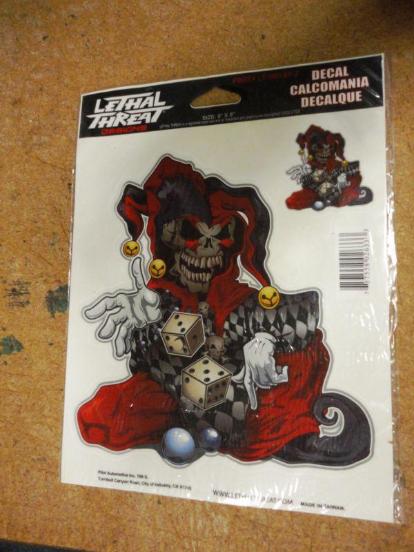 Lethal threat clown skull dice decal sticker 6 x 8 free shipping 