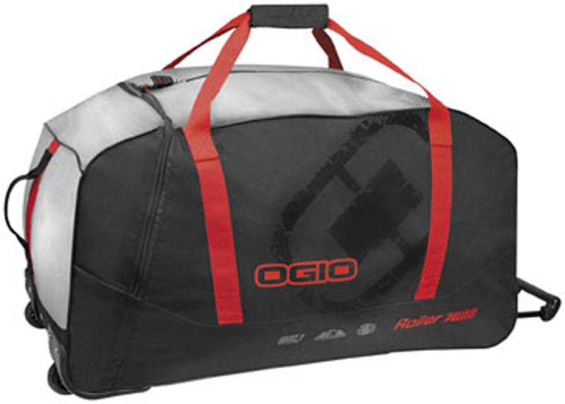 Ogio wheeled roller 7800 roller gear bag, chrome/black/red, 32"h x 15"w x 18.5"d