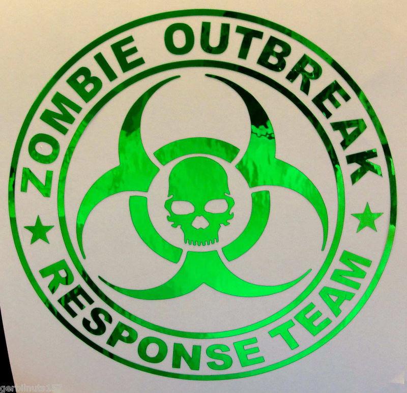Zombie outbreak response team decal -8"- killer biohazard skull vehicle sticker