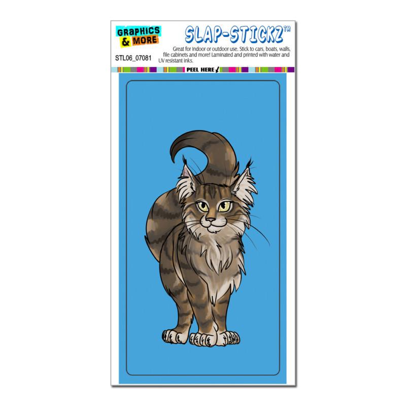 Maine coon cat on blue - slap-stickz™ car window locker bumper sticker