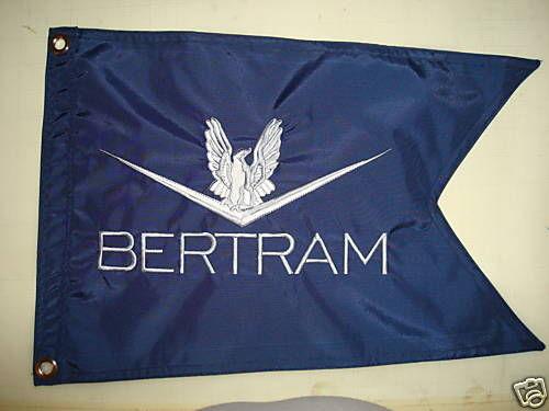 Bertram boat navy or white 12"x18" embroidered flag