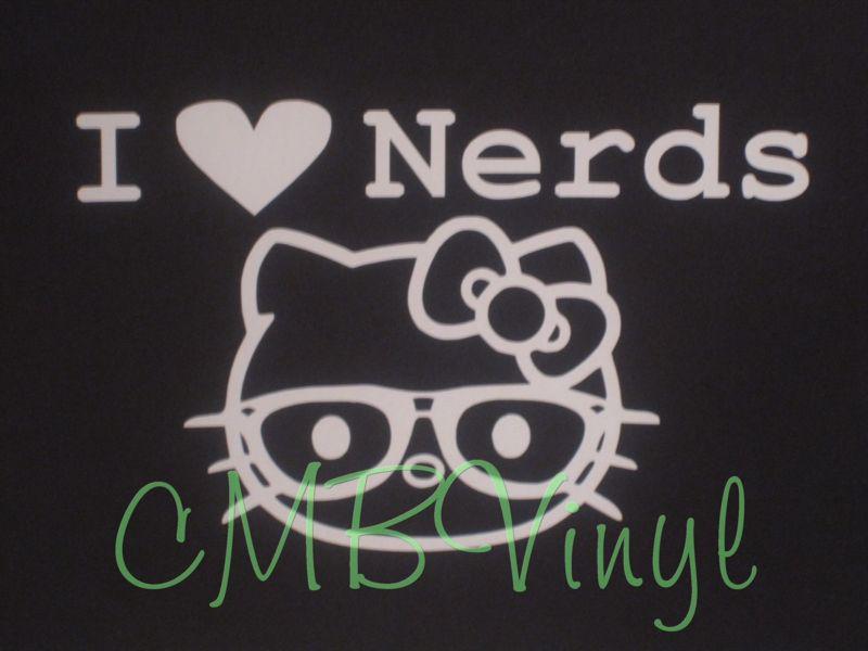 Hello kitty i heart nerds vinyl decal/sticker car truck laptop window wall auto