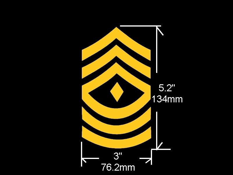 3"h x5.2"w  first sergeant  1sg u.s.army us army vinyl reflective sticker 