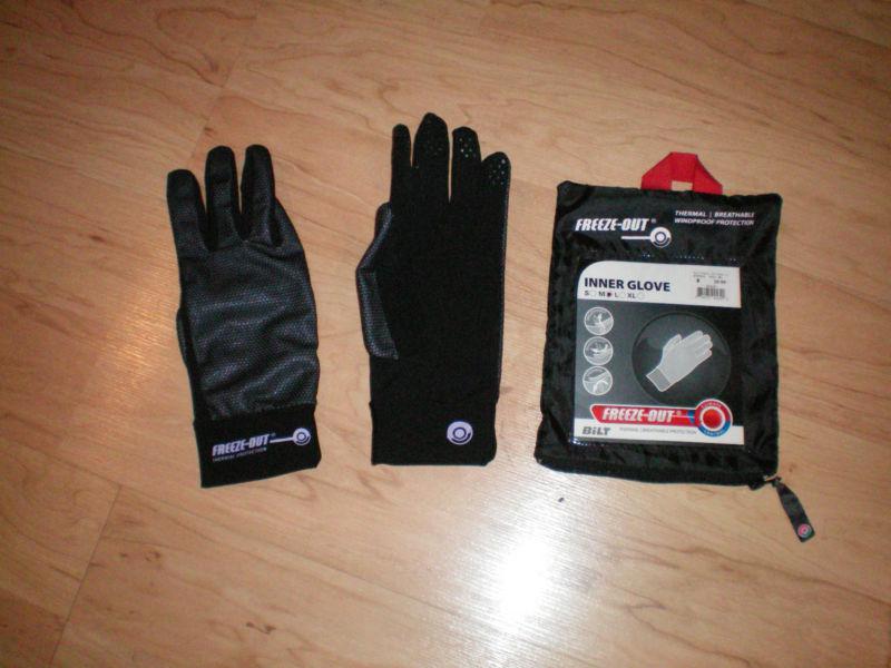 Freeze out motorcycle cold wear, wind proof ,glove liners, size med.