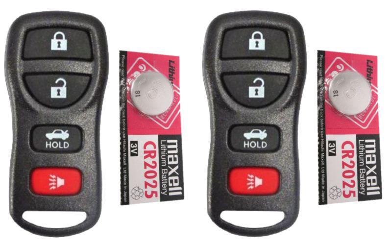 New pair nissan 4 but keyless entry remote key fob clicker beeper + free batts