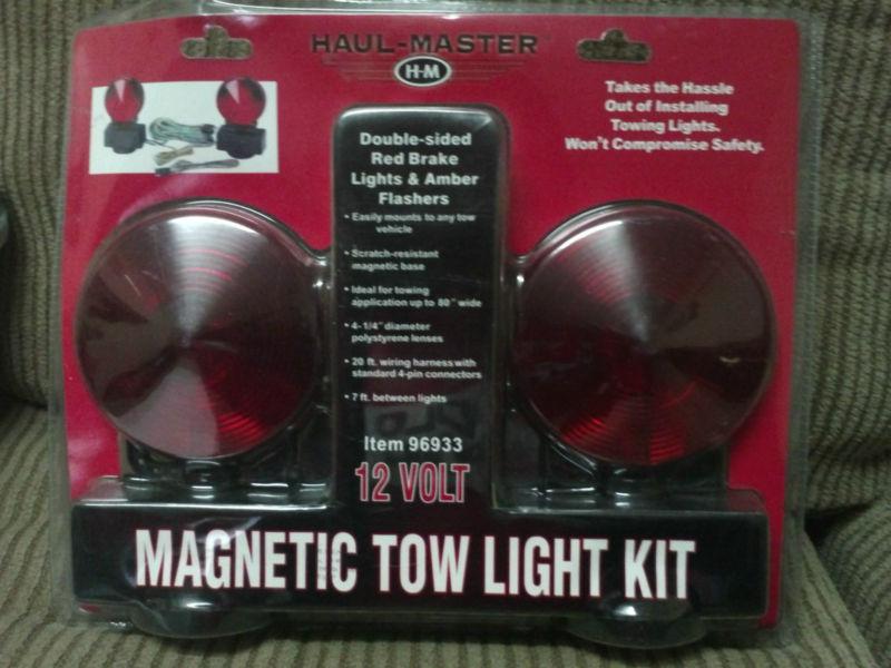 2x haul master double - sided 12 v magnetic tow light kit red brake lights