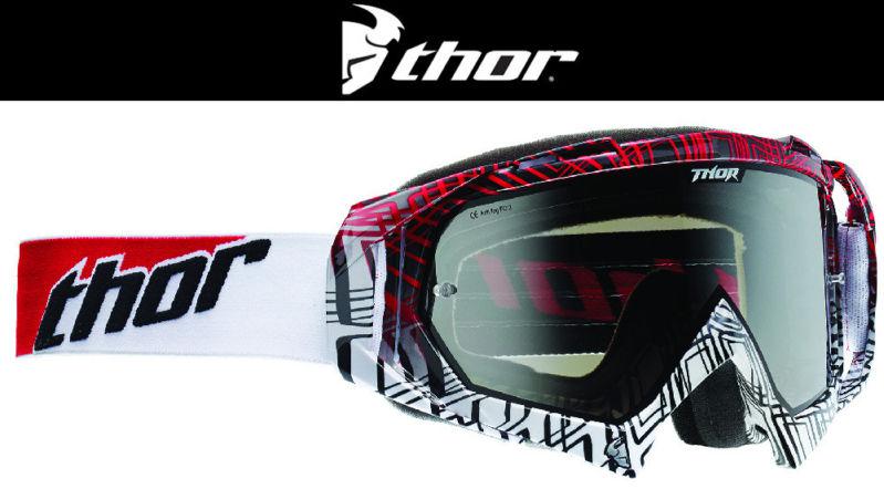 Thor hero wrap rectangle black white red dirt bike goggles motocross mx atv