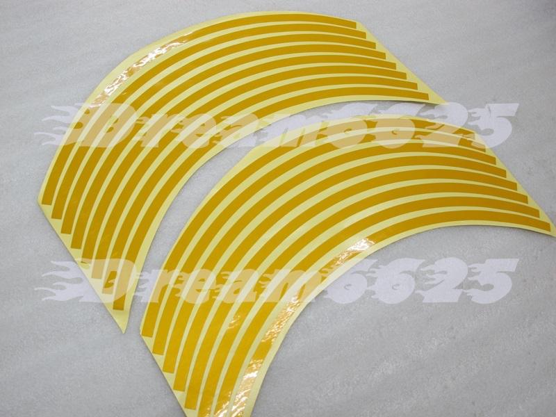 Reflective rims sticker wheel stripe tapes for honda kawasaki 14" yellow