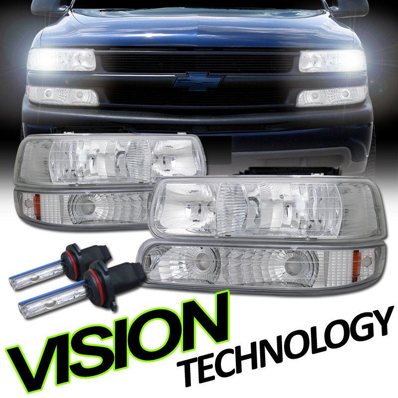 9006 hid 99-02 silverado 00-06 suburban/tahoe chrome headlights+bumper lights