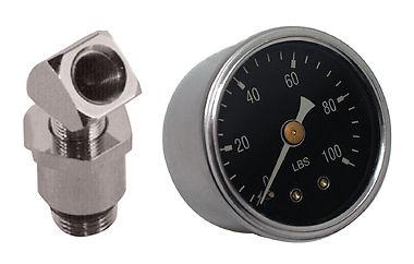 100 psi oil pressure gauge with adapter fitting for shovelhead & big twin