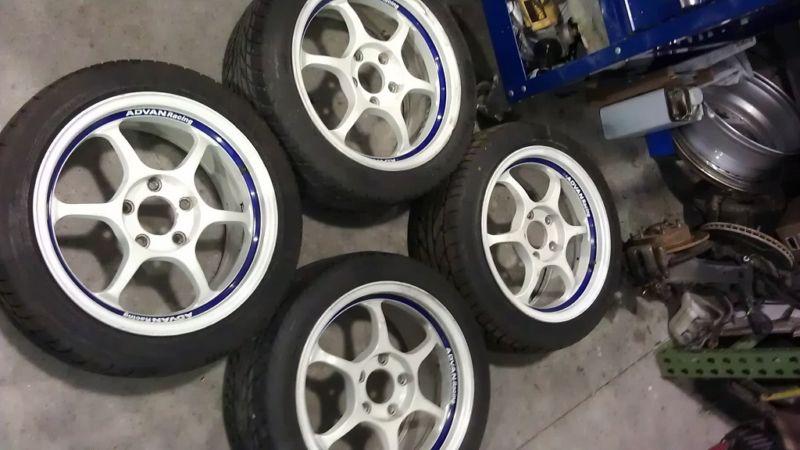 Advan rg white rims tires wheels civic integra rsx type r itr 16 x 7.5