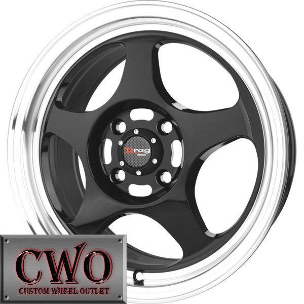 15 black drag dr-23 wheels rims 4x100 4 lug civic mini miata cobalt xb integra