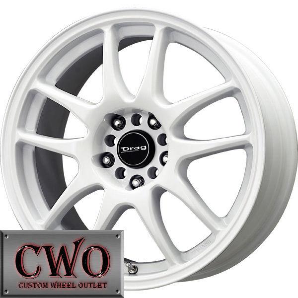 16 white drag dr-31 wheels rims 4x100/4x114.3 4 lug civic integra versa mini g5