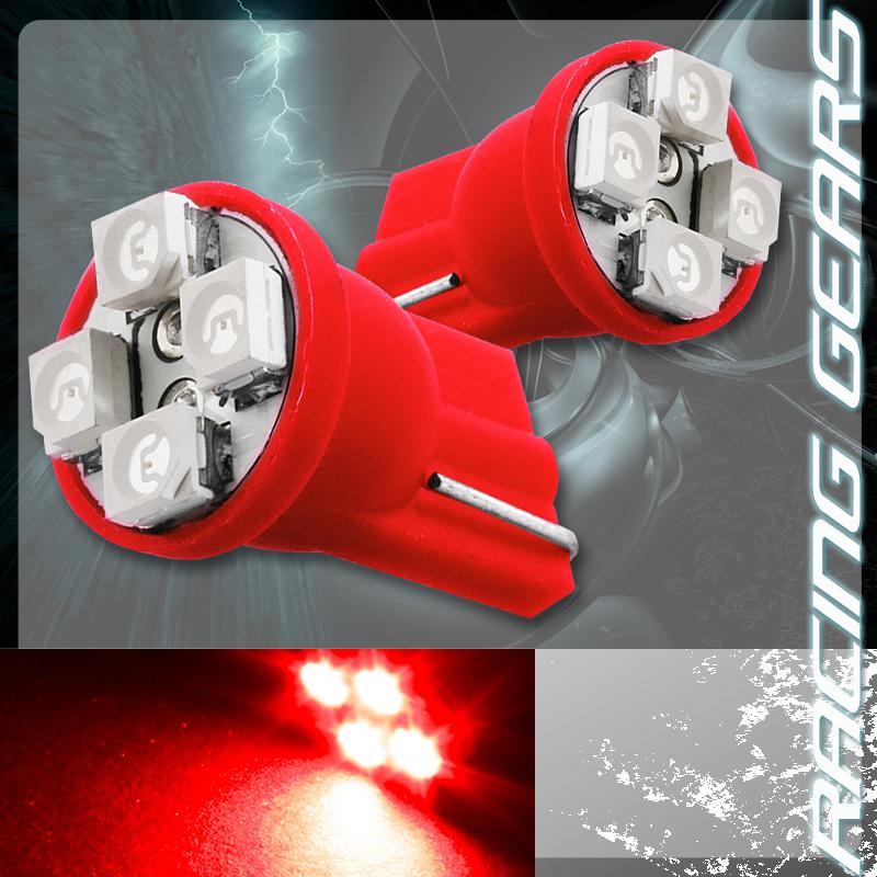 2x red smd 4 led 12v t10 wedge interior instrument map panel gauge light bulbs