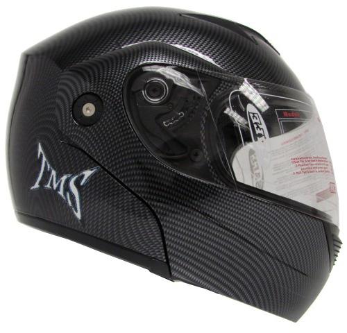 Carbon fiber flip up full face motorcycle helmet street dot approved-l / large