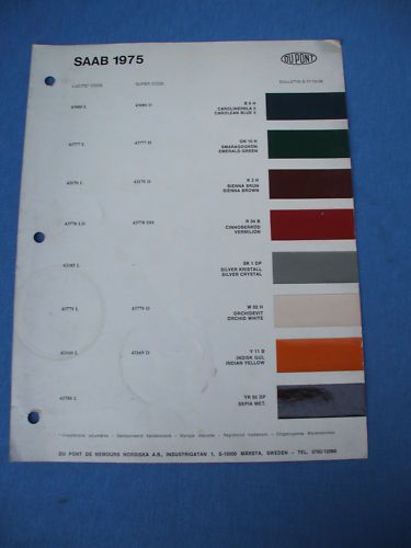 1975- european saab paint chip color  chart