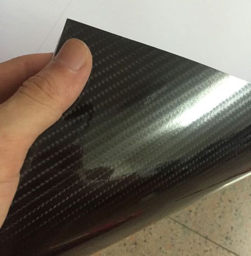 Hot 14&#034;x60&#034;/5d ultra shiny gloss glossy black carbon fiber vinyl wrap sticker