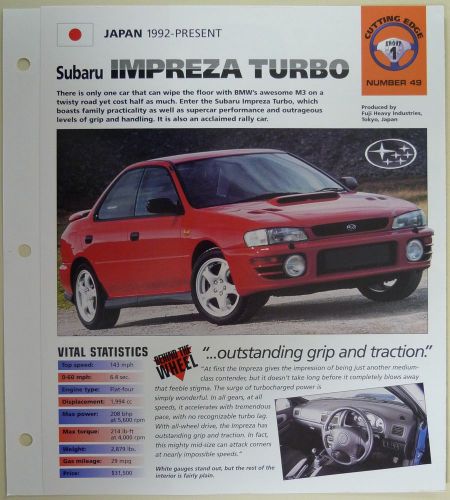 Subaru impreza turbo imp collector brochure specs 1992-1998 group 1, no 49