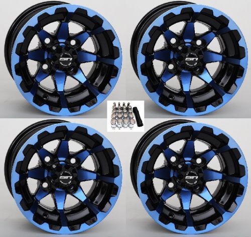 Sti 12&#034; hd6 radiant blue/black golf cart wheels/rims yamaha
