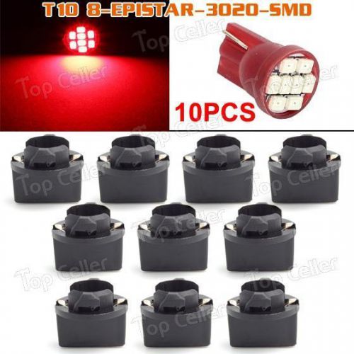 10x red epistar smd led lights bulbs instrument gauge cluster indicator t10 194
