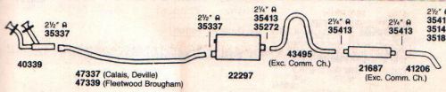 1971-1974 cadillac exhaust system, aluminized with resonator, except eldorado