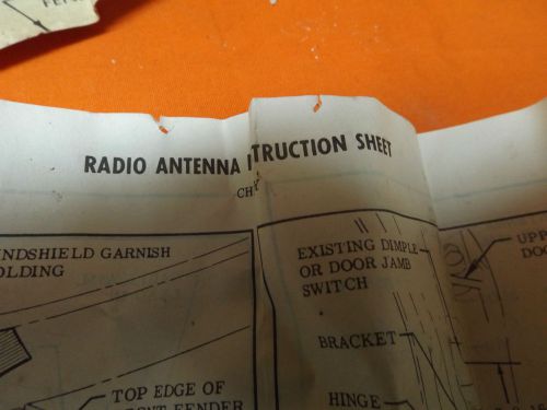 Radio antenna instruction sheet chevrolet vintage chevy 3791150 w/ template