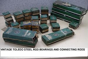 Vintage toledo steel rod bearings and connecting rods lot of 25 items