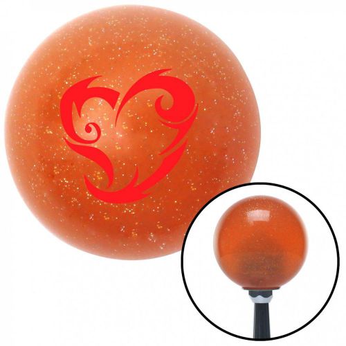 Red scroll art heart orange metal flake shift knob with 16mm x 1.5 insertknob
