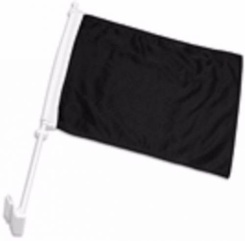 Solid black decor car flag 12&#034; x 15&#034; x 16-1/2&#034; window roll up banner + pole