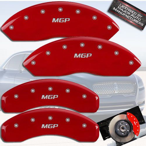 2011-2016 lincoln mkt front + rear red &#034;mgp&#034; brake disc caliper covers std