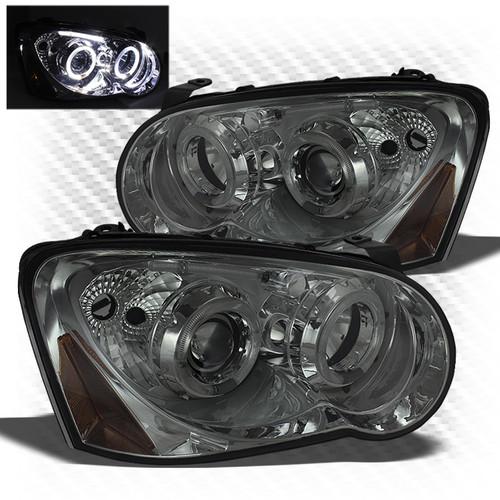 04-05 impreza smoked halo led projector headlights front lamps l+r replacement