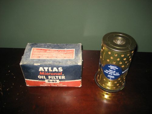 1956 1957 chevrolet v8 brand new atlas micronal oil filter g-63 original box