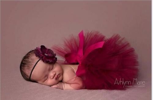 Newborn headdress flower+tutu clothes skirt baby girls photo prop outfits s2