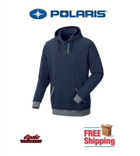 Polaris brand men&#039;s backcountry hoodie 1/4 button blue rzr rmk indy ace new