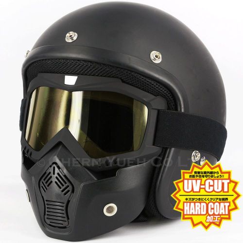 Chopper motocross enduro downhill off-road helmet goggles mask uv yellow lens