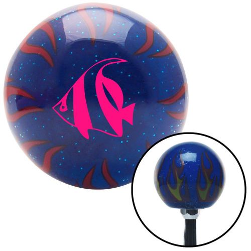 Pink clown fish blue flame metal flake shift knob with m16 x 1.5 insertblack