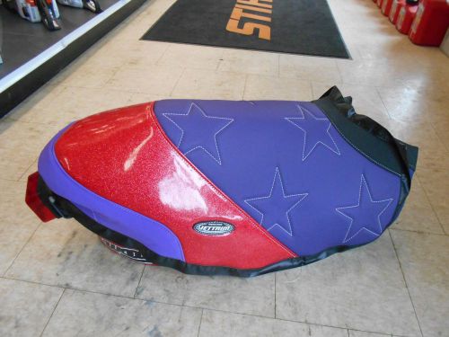 2005-2016 polaris iqr 600 race sled seat cover custom made by jetrim purple/gold