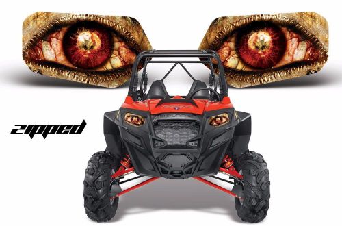 Amr racing polaris rzr 800/900 utv headlight graphics eye sticker decals zipped