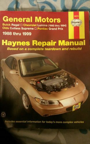 Haynes repair manual 38010 grand prix lumina cutlas regal 1988-1999