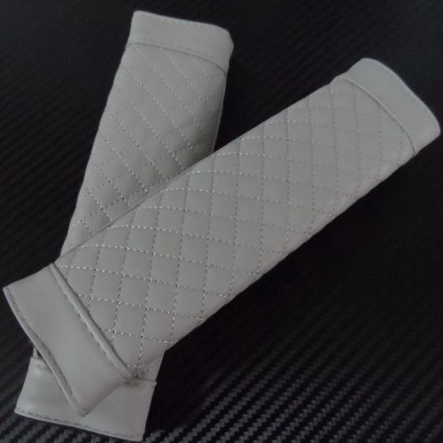 Car seat belt cover shoulder pads leather  soft 2pcs set gray