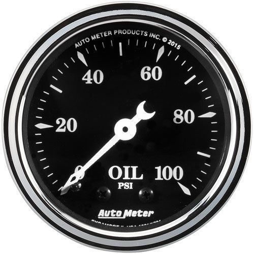 Auto meter 1721 old tyme black oil pressure gauge 2-1/16&#034; mechanical